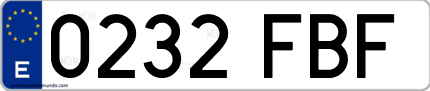 Ejemplo de matrícula de coche ordinaria 0232 FBF