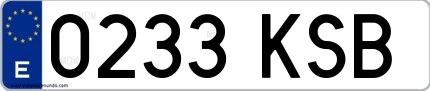 Ejemplo de matrícula española 0233 KSB