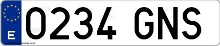 Ejemplo de matrícula española 0234 GNS