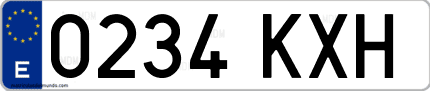 Ejemplo de matrícula de coche ordinaria 0234 KXH