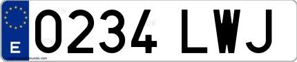 Ejemplo de matrícula española 0234 LWJ