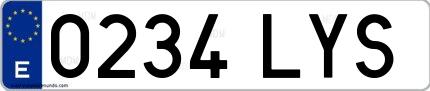 Ejemplo de matrícula española 0234 LYS