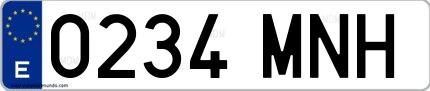 Ejemplo de matrícula española 0234 MNH