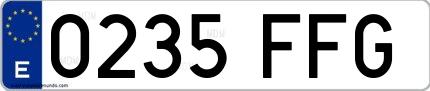 Ejemplo de matrícula española 0235 FFG