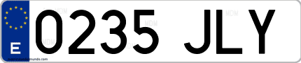 Ejemplo de matrícula de coche ordinaria 0235 JLY
