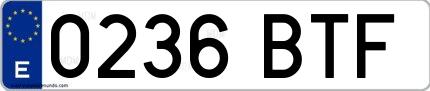 Ejemplo de matrícula española 0236 BTF