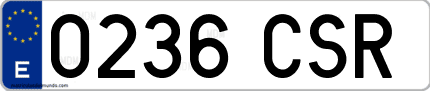 Ejemplo de matrícula de coche ordinaria 0236 CSR