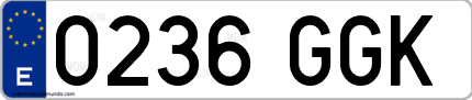 Ejemplo de matrícula de coche ordinaria 0236 GGK