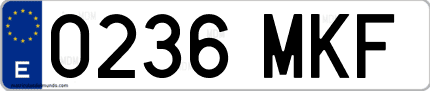 Ejemplo de matrícula de coche ordinaria 0236 MKF
