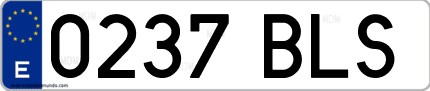 Ejemplo de matrícula de coche ordinaria 0237 BLS