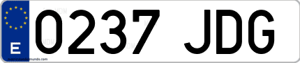 Ejemplo de matrícula de coche ordinaria 0237 JDG