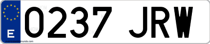 Ejemplo de matrícula de coche ordinaria 0237 JRW