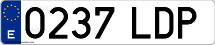 Ejemplo de matrícula de coche ordinaria 0237 LDP