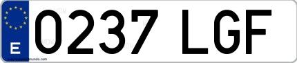 Ejemplo de matrícula española 0237 LGF