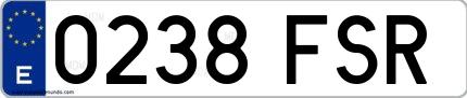 Ejemplo de matrícula española 0238 FSR