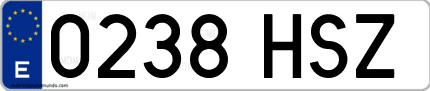 Ejemplo de matrícula de coche ordinaria 0238 HSZ