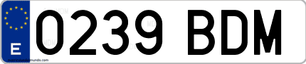 Ejemplo de matrícula de coche ordinaria 0239 BDM