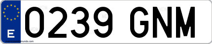 Ejemplo de matrícula de coche ordinaria 0239 GNM