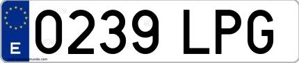 Ejemplo de matrícula española 0239 LPG