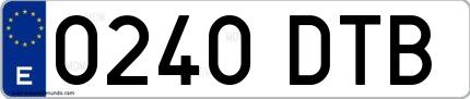 Ejemplo de matrícula española 0240 DTB