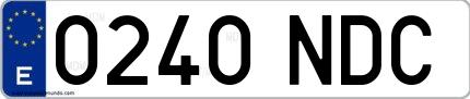 Ejemplo de matrícula española 0240 NDC
