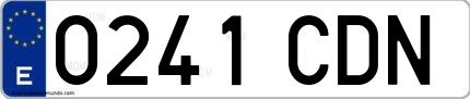 Ejemplo de matrícula española 0241 CDN