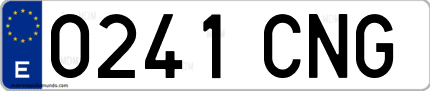 Ejemplo de matrícula de coche ordinaria 0241 CNG
