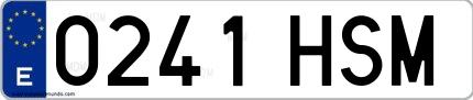 Ejemplo de matrícula española 0241 HSM