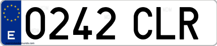 Ejemplo de matrícula de coche ordinaria 0242 CLR