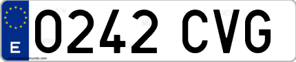 Ejemplo de matrícula de coche ordinaria 0242 CVG