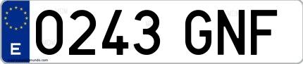 Ejemplo de matrícula española 0243 GNF