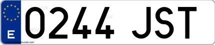 Ejemplo de matrícula española 0244 JST