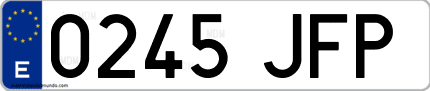 Ejemplo de matrícula de coche ordinaria 0245 JFP