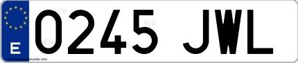 Ejemplo de matrícula española 0245 JWL