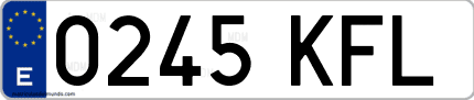 Ejemplo de matrícula de coche ordinaria 0245 KFL