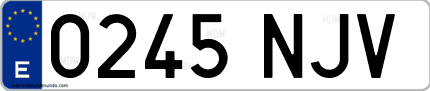 Ejemplo de matrícula de coche ordinaria 0245 NJV