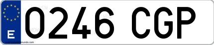 Ejemplo de matrícula española 0246 CGP