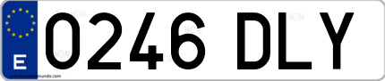 Ejemplo de matrícula de coche ordinaria 0246 DLY