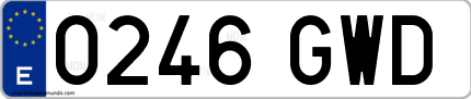 Ejemplo de matrícula de coche ordinaria 0246 GWD