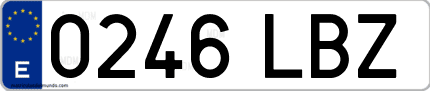 Ejemplo de matrícula de coche ordinaria 0246 LBZ
