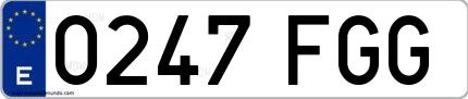 Ejemplo de matrícula española 0247 FGG
