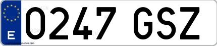 Ejemplo de matrícula española 0247 GSZ