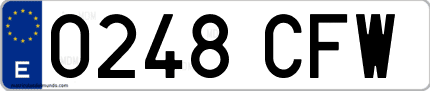 Ejemplo de matrícula de coche ordinaria 0248 CFW