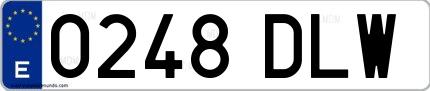Ejemplo de matrícula española 0248 DLW