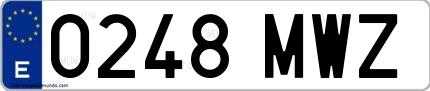 Ejemplo de matrícula española 0248 MWZ