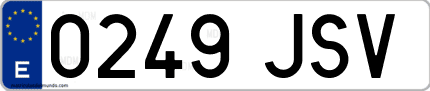 Ejemplo de matrícula de coche ordinaria 0249 JSV