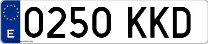 Ejemplo de matrícula española 0250 KKD