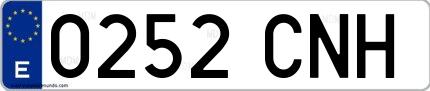 Ejemplo de matrícula española 0252 CNH