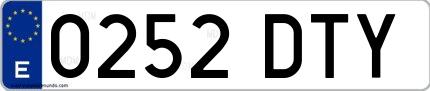 Ejemplo de matrícula española 0252 DTY