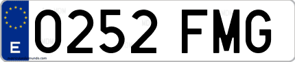 Ejemplo de matrícula de coche ordinaria 0252 FMG